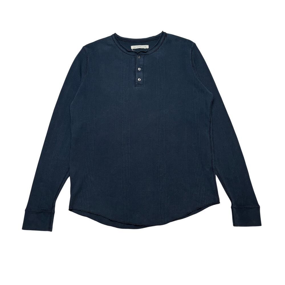 Outerknown Arroyo Thermal Henley Shirt Waffle Knit Organic Cotton Men's Medium